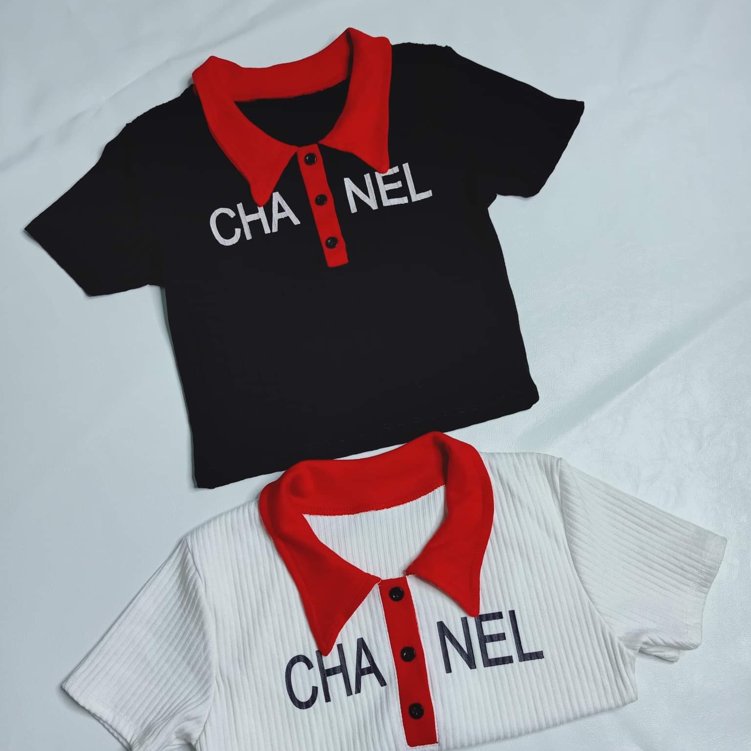 Áo thun tay ngắn có cổ phối crop top 40k 35-55kg