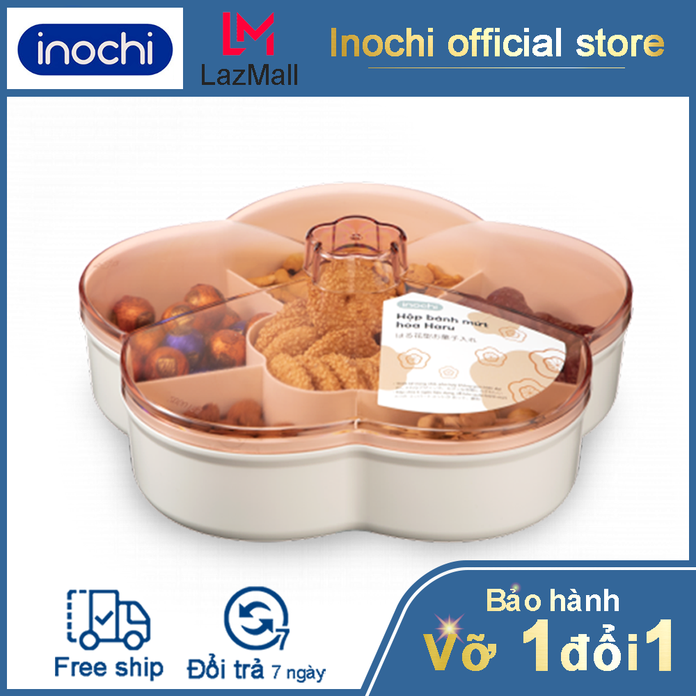 Hộp mứt hoa 5 cánh haru inochi cao cấp , khay mứt tết nhựa