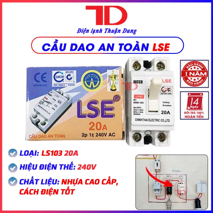 Cầu dao an toàn LSE 15A 20A 30A kèm vỏ, không vỏ, CB aptomat MCCB, Át atomat, CB cóc, Điện Lạnh Thuận Dung