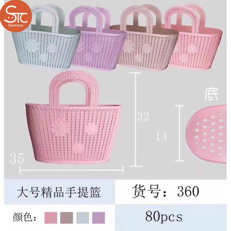 Làn nhựa dẻo có tay xách đi chợ