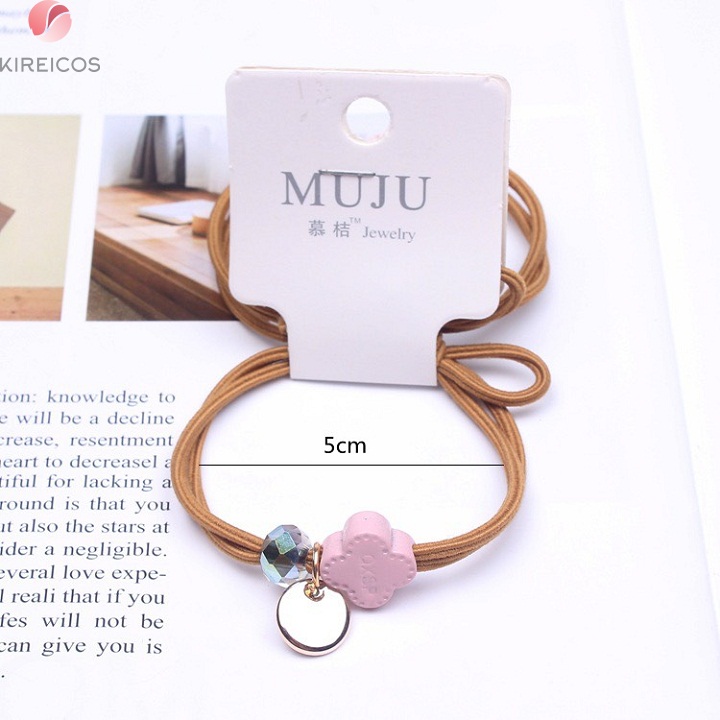 [HCM]Set 2 Dây Cột Tóc Hoa 4 Cánh Màu Đen - kireicos
