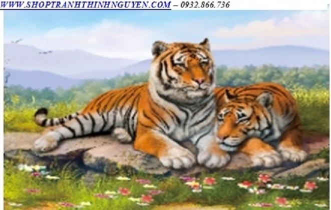 Tranh đính đá gia đình hổ -yn5331