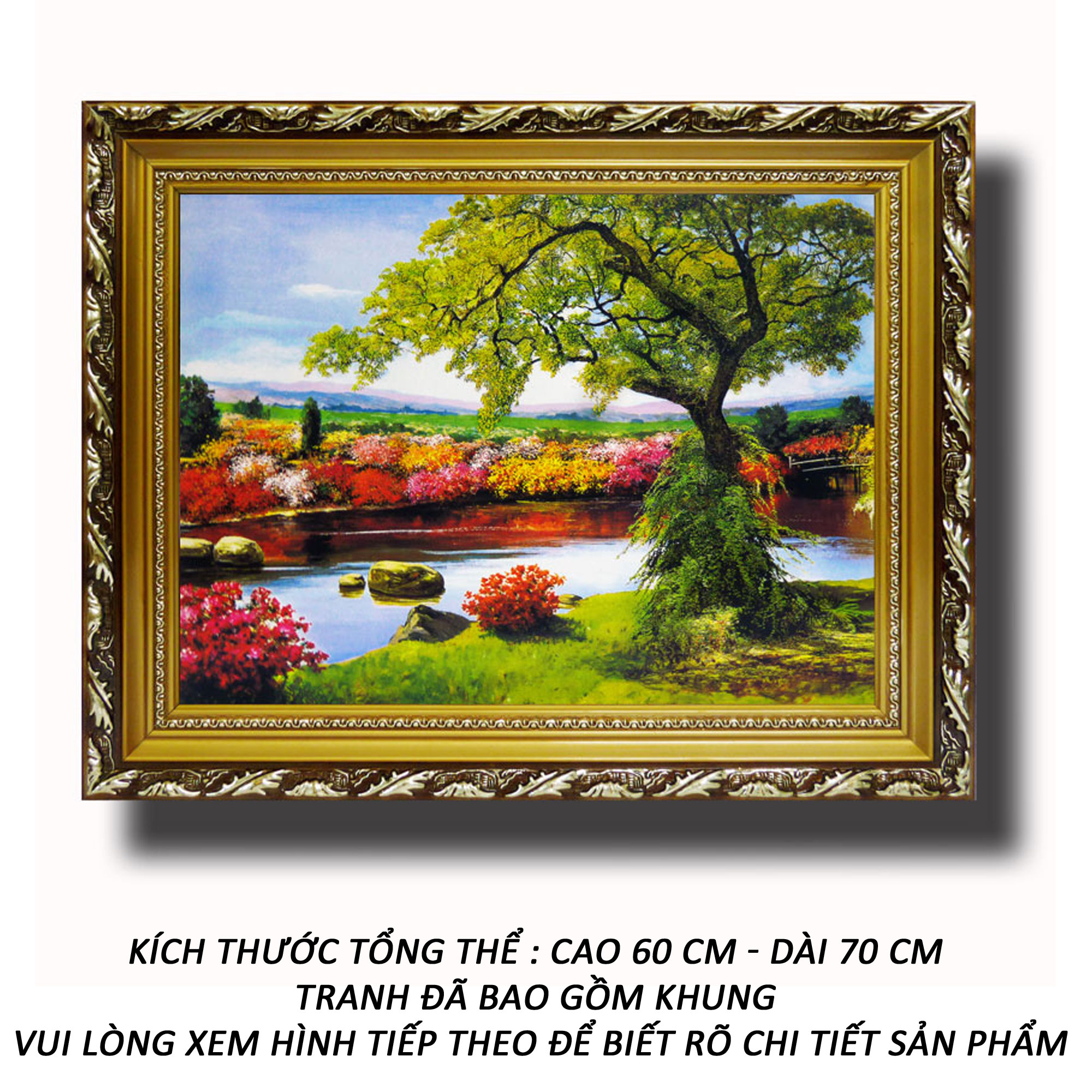 Tranh treo tường - Dòng Sông Quê 02 - Tranh Minh Hiền (KHUNG GỖ - 60 x 70cm)