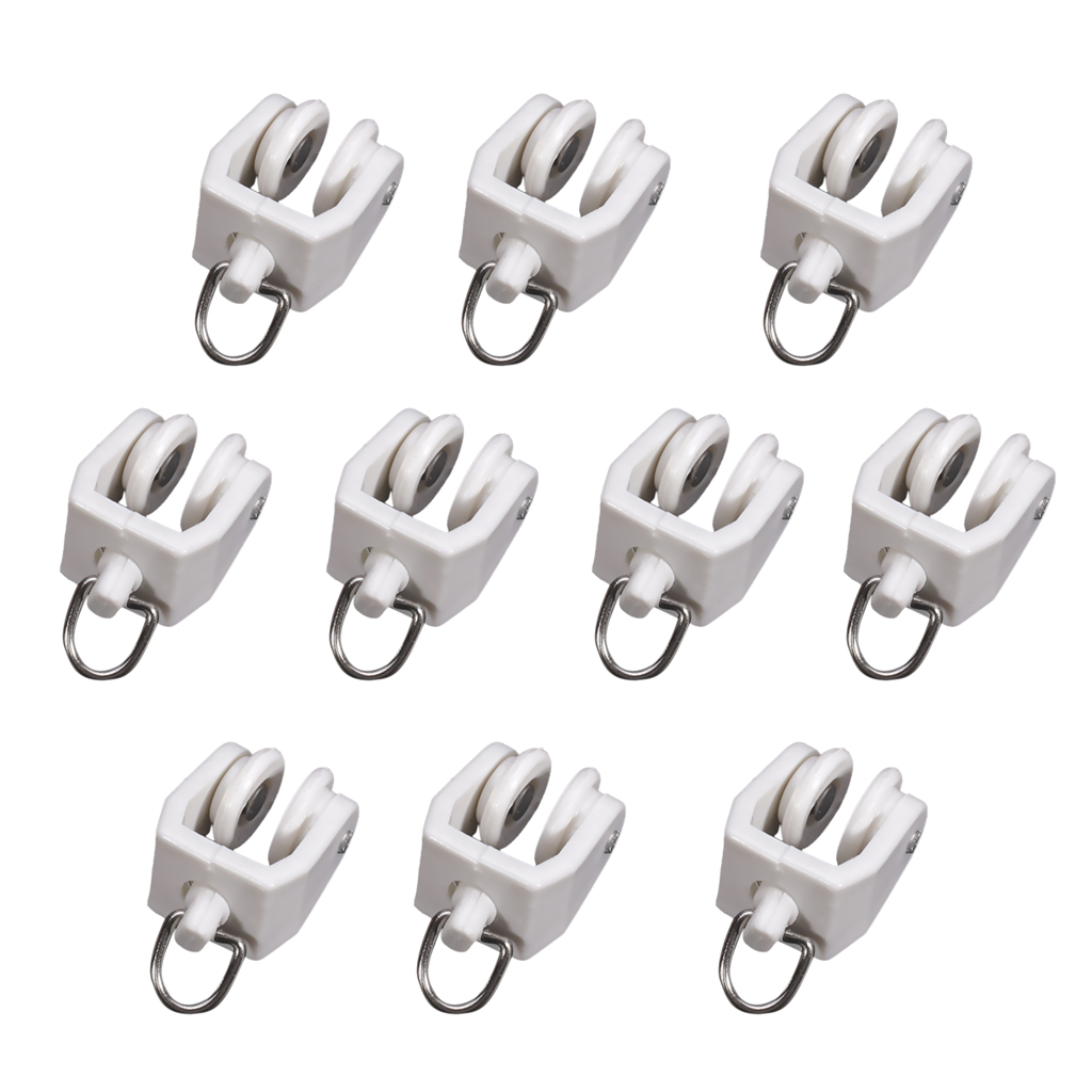 ANWELA 10pcs Curtain Runner Pulley Metal Side Mounting Bracket Fixed Top Clamping Rail End Cap Track Rail Accessories