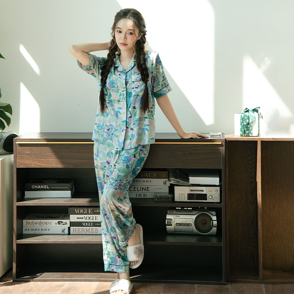 VIBES Đồ bộ Pijama dài Lụa Latin Jardin Long Py Set