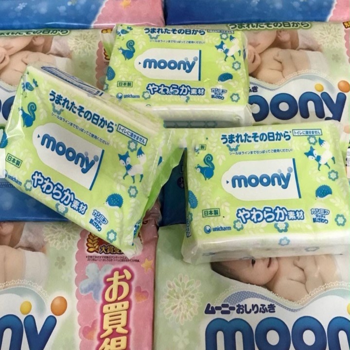 [HCM]Khăn giấy ướt Moony nhập Nhật bản - gói 80 tờ