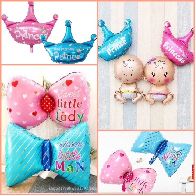 Set Bóng Trang Trí Tiệc Đầy Tháng Cho Bé Yêu  (Tặng Bơm + Keo)