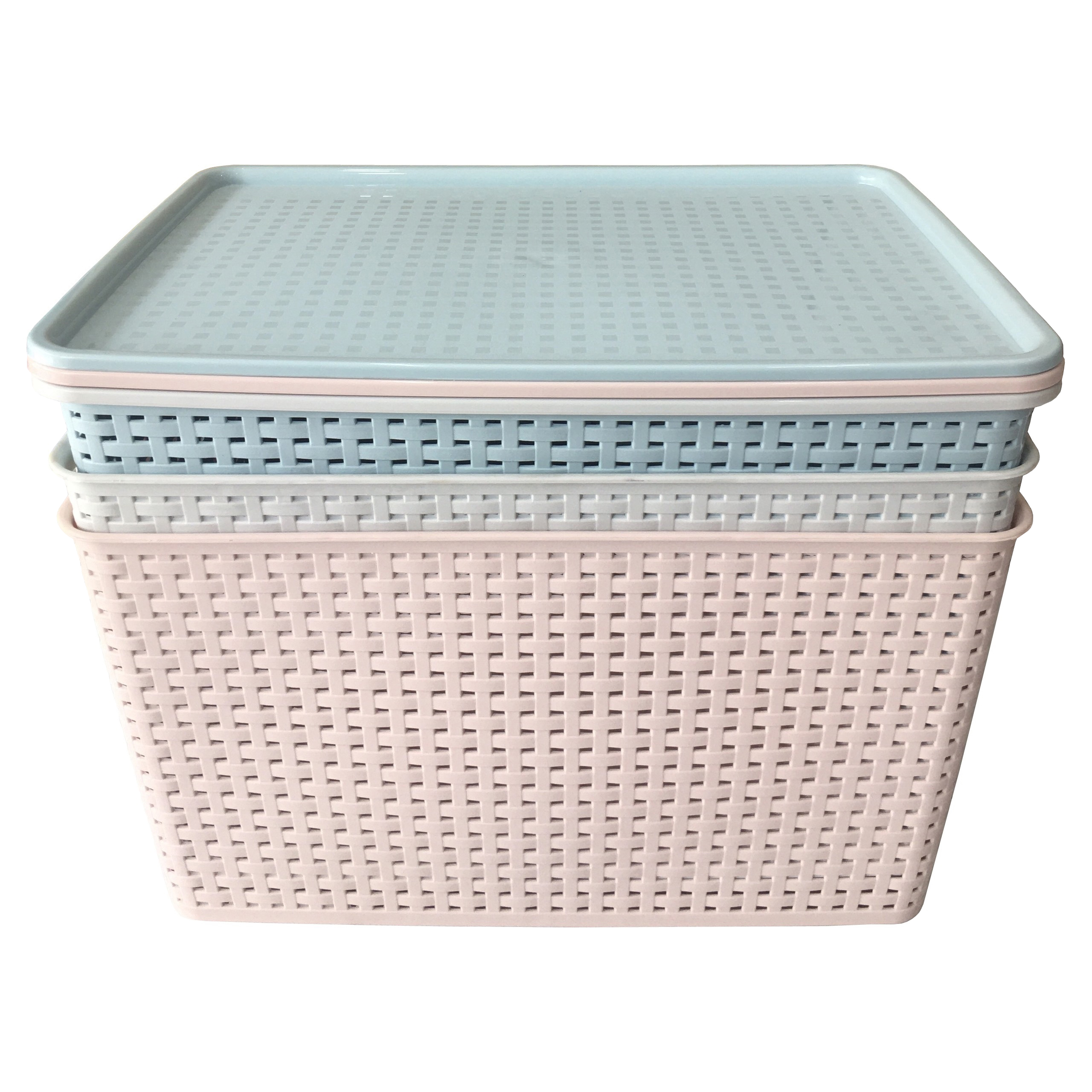 Combo 3 rổ nhựa size l có nắp đậy việt nhật 3388