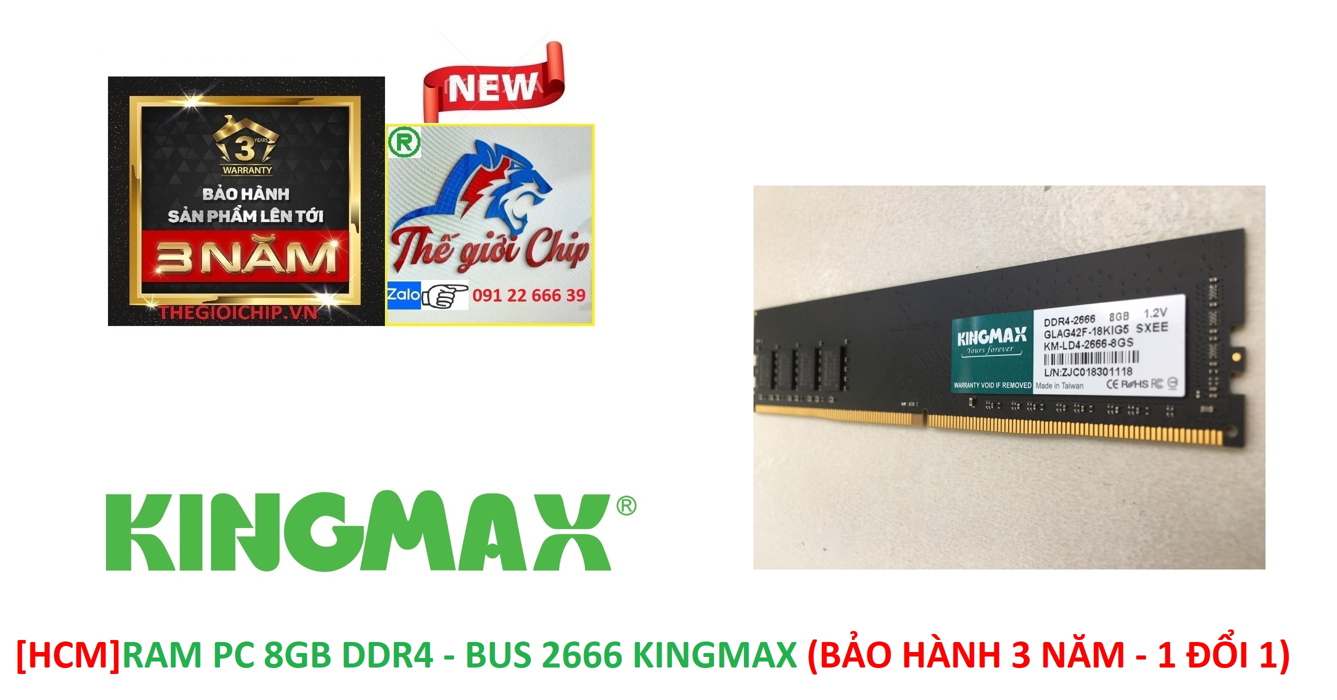[HCM]RAM PC 8GB DDR4 - BUS 2666 KINGMAX (BẢO HÀNH 3 NĂM - 1 ĐỔI 1)