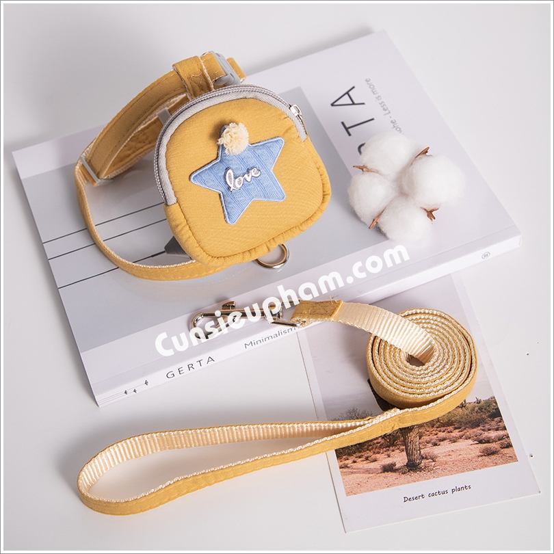 Dây dắt yếm kèm balo cho chó mèo