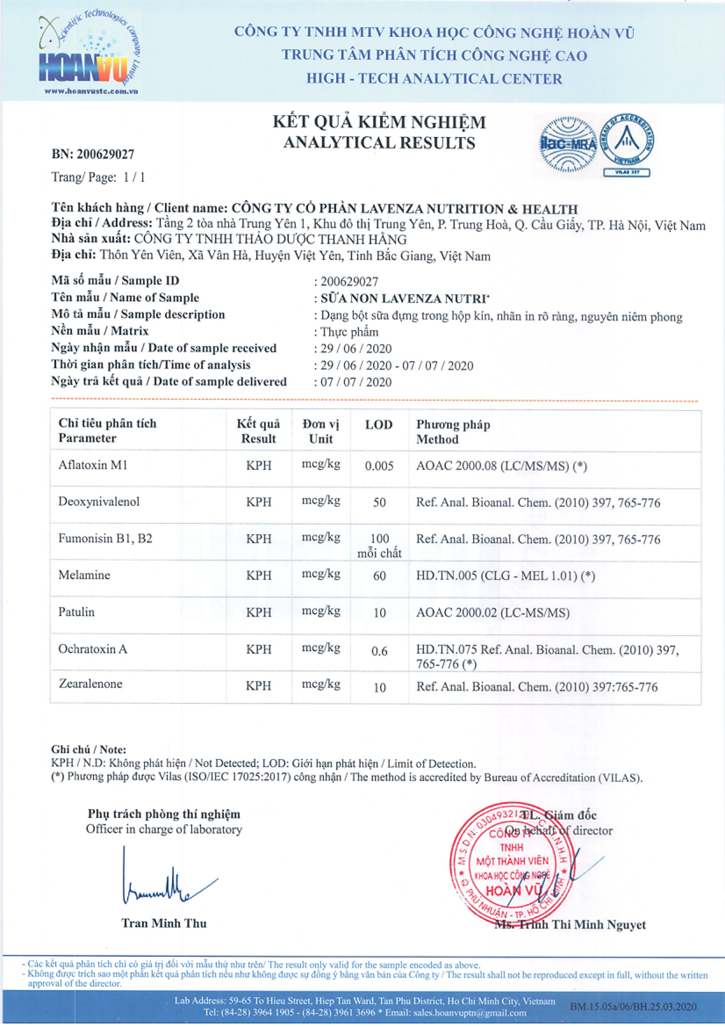 SỮA NON LAVENZA NUTRITION +