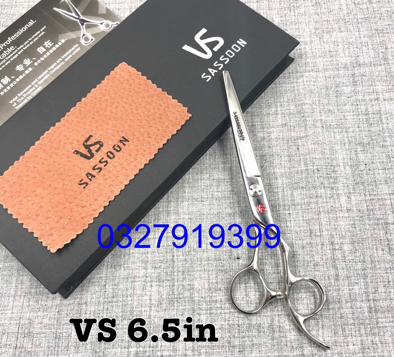 VS Kéo Cắt Tóc Cao Cấp 6.5 In Thép Nhật S440C Quai Phẳng Lệch Độ Cứng 62HRC Lưỡi 7.5cm Chuyên Sản Phẩm Tóc Kích Thước 6.5 In Chiều Dài 18cm