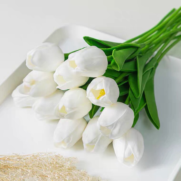 Hoa tulip giả De'cor 90, giống thật 99% hoa lụa decor cao cấp