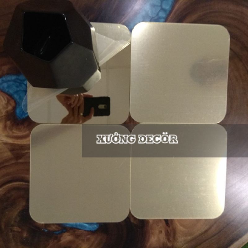 Gương dán nhà tắm,tủ gỗ CN dầy 1mm soi nét căng G20 20x20cm x 4 tấm 3 màu bạc gương, đen, vàng