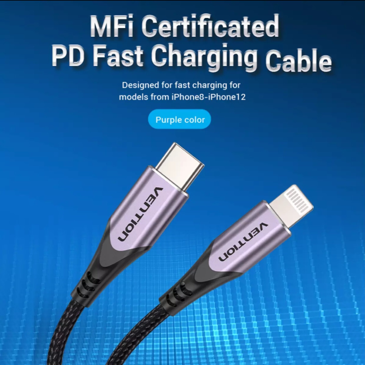 Vention Lightning Cable PD 20W iphone Charging Cable USB C to Lightning Fast Charging Cable Apple Charger Cable MFi certified 3A