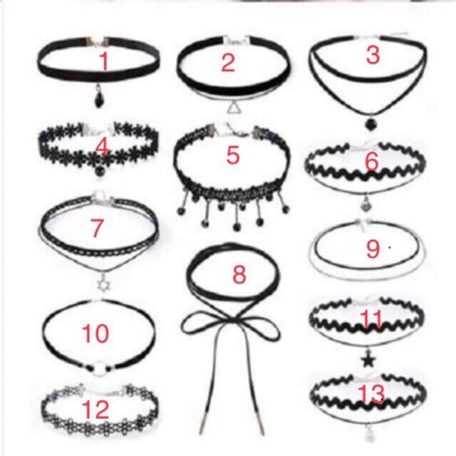 Set 12 Vòng Choker Cổ Tặng Dây Đeo