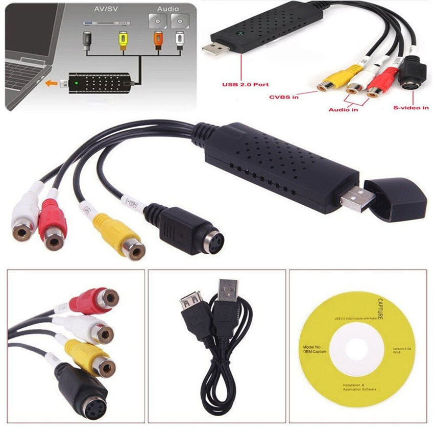 Dây cáp Easycap USB 2.0 Ghi chương trình TV-VCD-DVD-Camera chất lượng cao