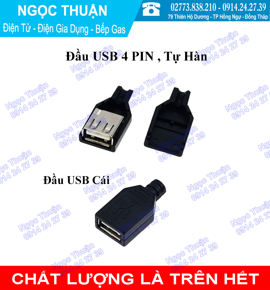 Cặp đầu USB ( Đực - Cái , Tự hàn )