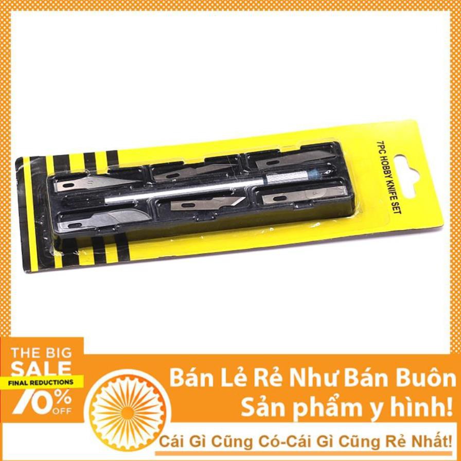 Dao Khắc Trổ Cán Bạc Kèm 6 Lưỡi Khắc Trổ Đa Năng
