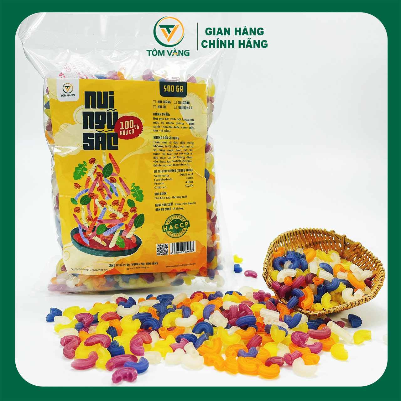 Nui Ngũ Sắc Tôm Vàng (Túi 500gr ) - Tôm Vàng