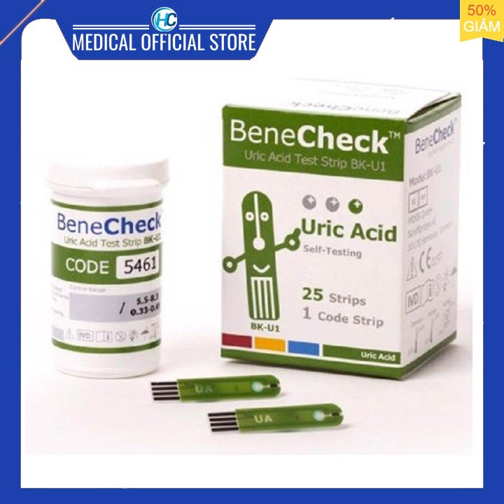 Que thử acid uric cho máy Benecheck Plus hộp 25 que