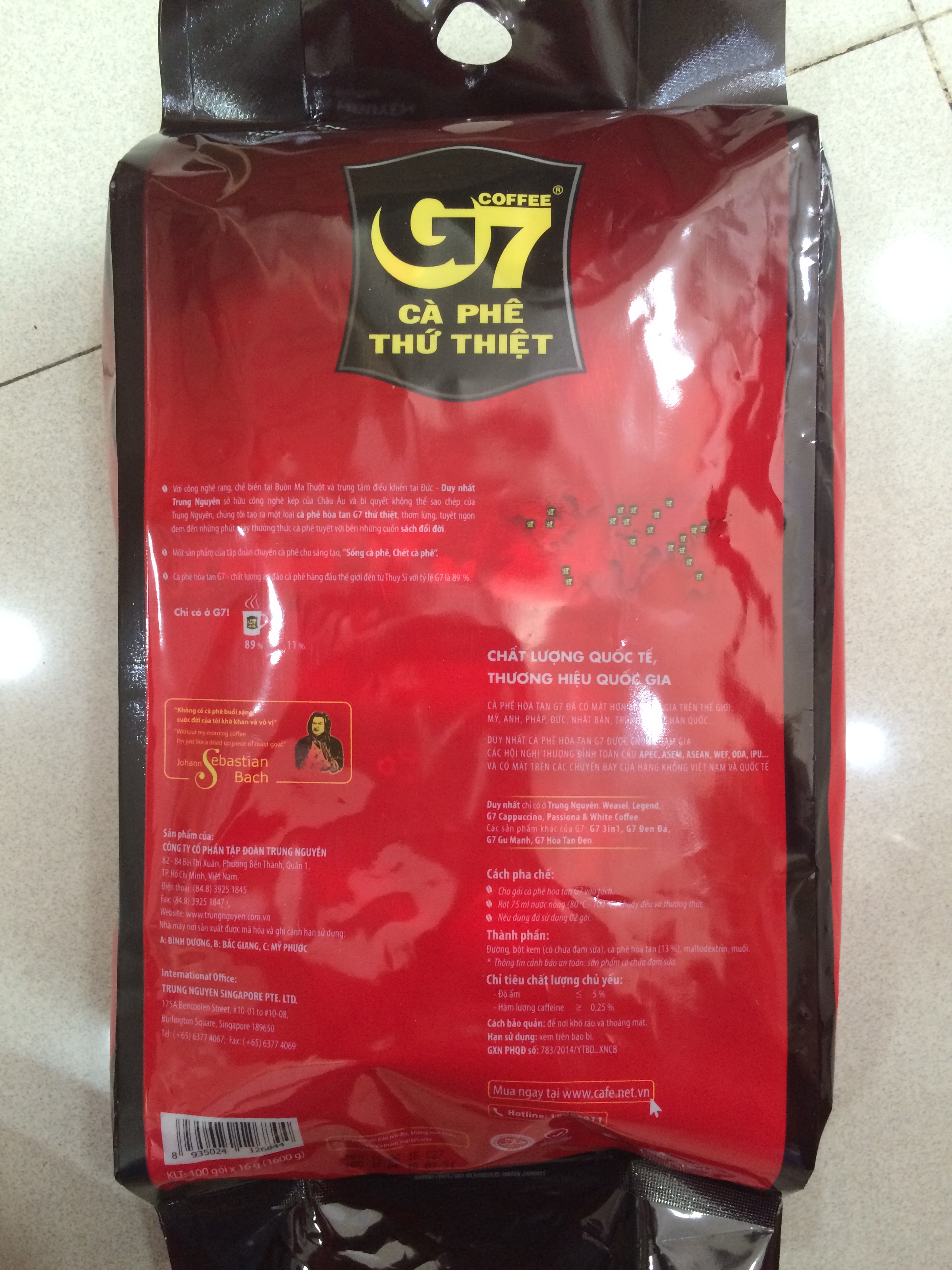 Cà phê G7 3in1 - Bịch 100 sticks 16gr
