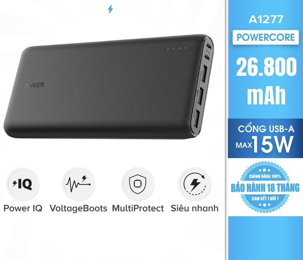 Pin sạc dự phòng ANKER PowerCore 26800mAh - A1277