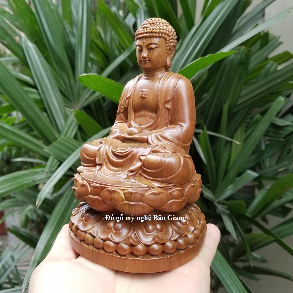 Tượng phật a di đà gỗ bách xanh