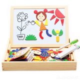 Bảng viết nam châm hai mặt kèm bộ ghép hình gỗ cho bé