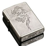Bật Lửa Zippo Bạc Bụi Khắc Rồng (Bạc)