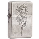 Bật lửa zippo bạc bụi khắc rồng