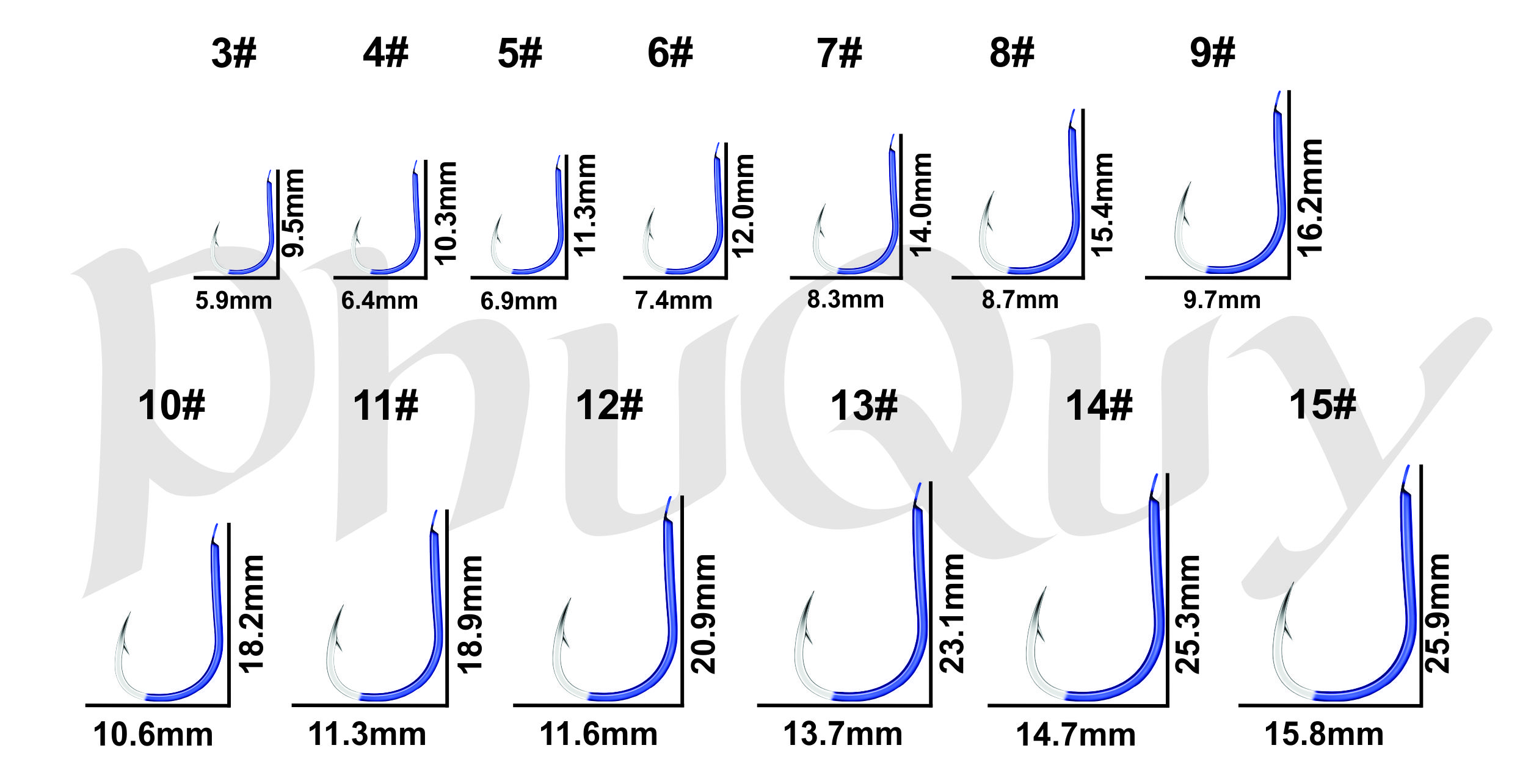 Hộp 50 Lưỡi Câu Cá Có Ngạnh - Xanh Dương (Mã:SP)
