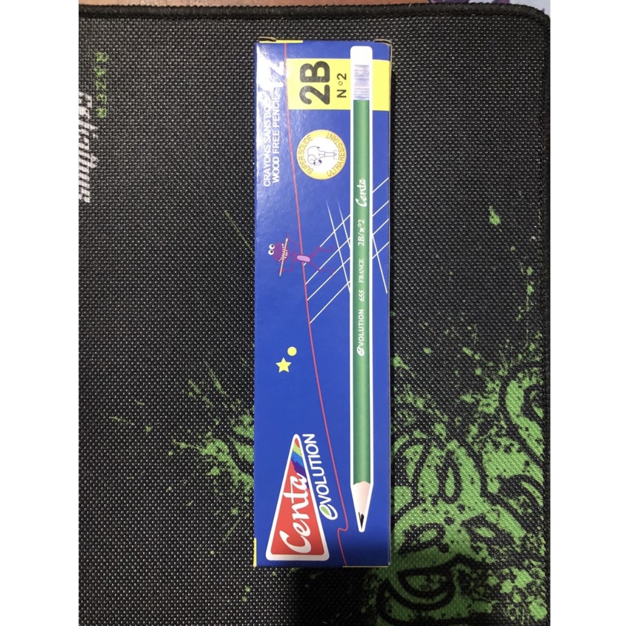 Bút Chì Gỗ Xanh 2B Mềm Mịn Có Đầu Tẩy (Hộp 12 Cái)