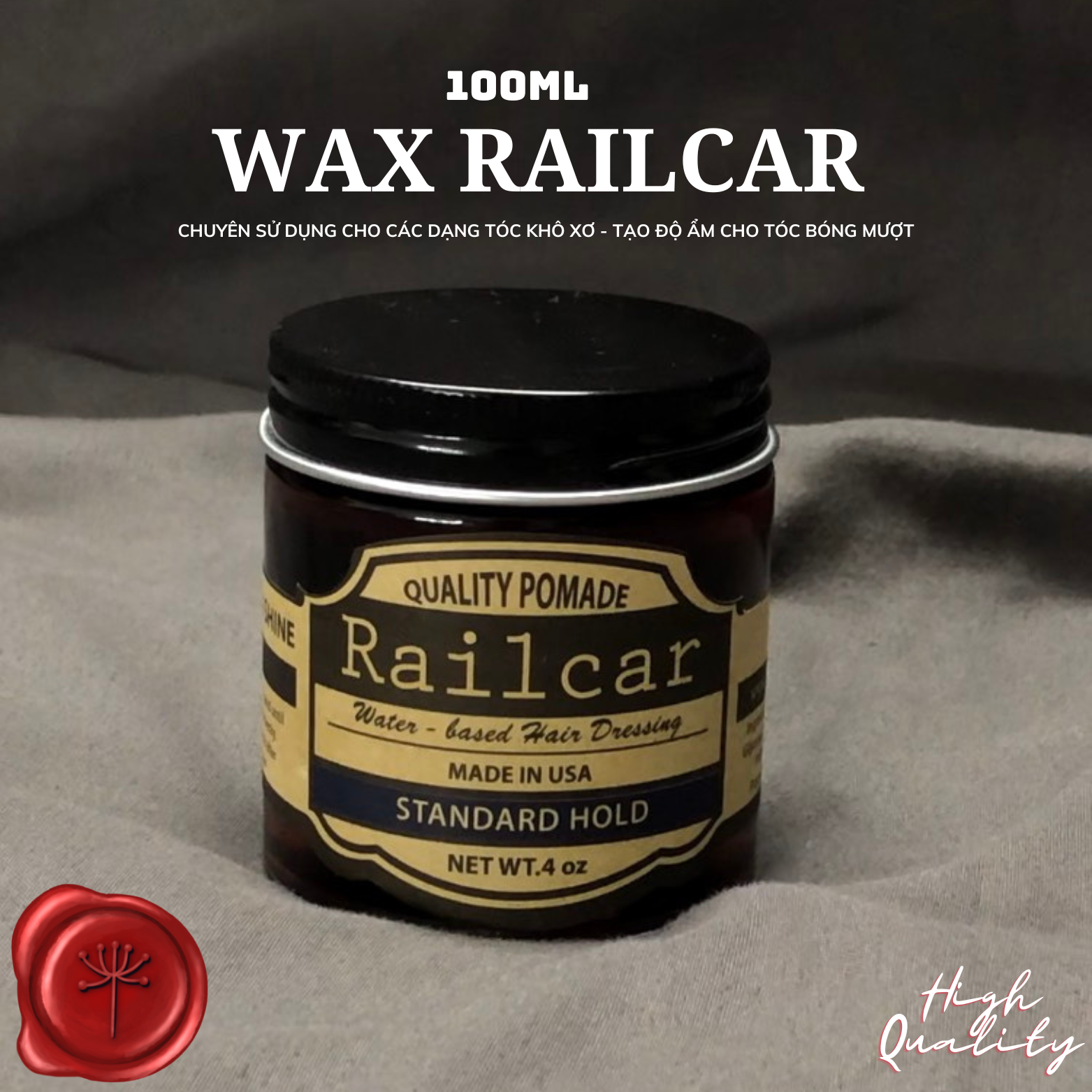 SÁP/WAX VUỐT TÓC NAM RAILCAR POMADE PREMIUM/ ĐỘT PHÁ CHUẨN GU TÓC/ GIỮ NẾP TỐT LÂU - MÙI HƯƠNG NAM TÍNH ĐĂNG CẤP - 100ml