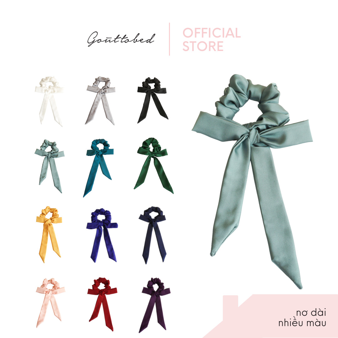 Scrunchies cột tóc nơ Gouttobed Lụa Satin Silk (nhiều màu)