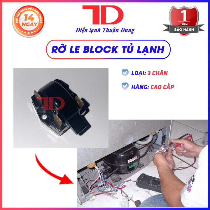 Rờ le block tủ lạnh 3 chân hàng tốt, rơle khởi động tủ lạnh - Điện Lạnh Thuận Dung