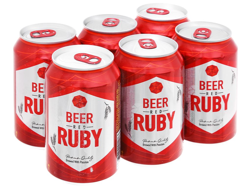 Thùng 24 lon bia red ruby 330ml / lốc 6 lon bia red ruby 330ml
