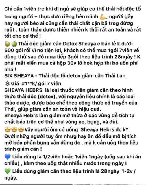 Viên Uống Khử Mỡ Sheaya Thái Lan