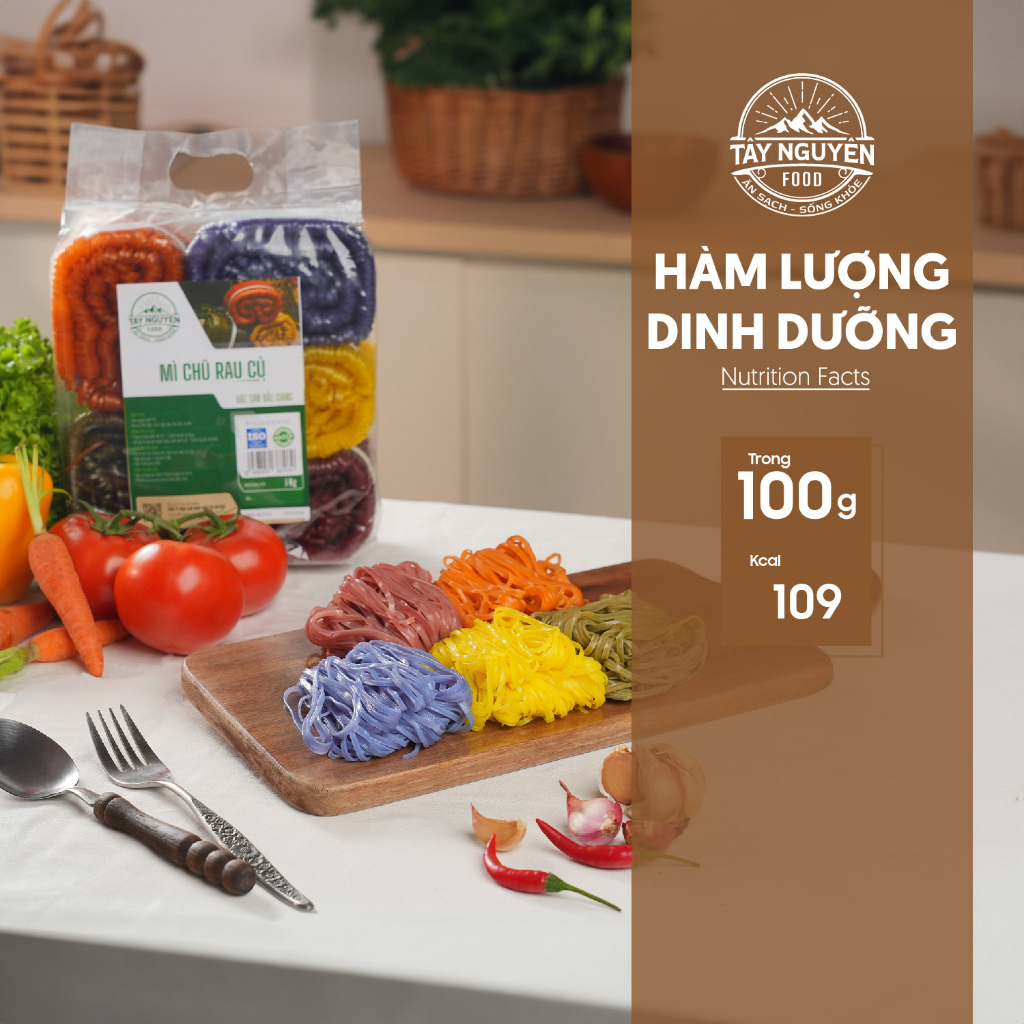 Mỳ chũ rau củ ngũ sắc eatclean Tây Nguyên Food - 1kg