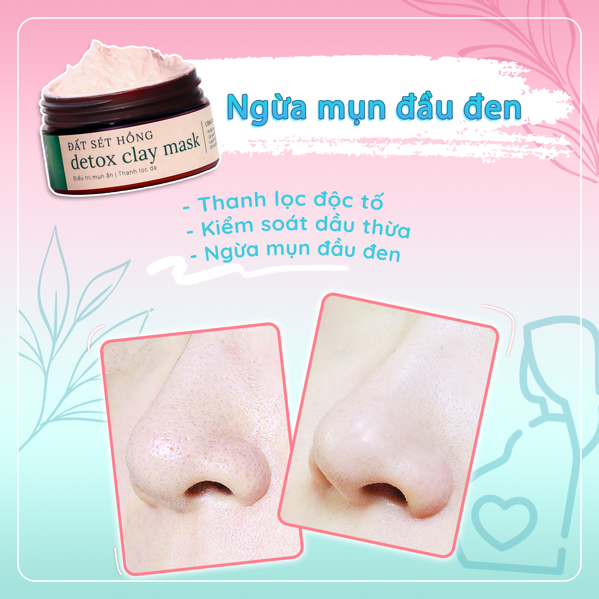 [Sạch Mụn, Kiềm dầu, Se Khít Lỗ Chân Lông Hiệu Quả] - Mặt Nạ Đất Sét Thải Độc Cho Bà Bầu - Detox Clay Mask 100gr