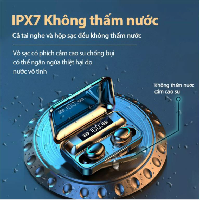 Tai nghe bluetooth không dây BTH F9 5 TWS , tai nghe bluetooth 5.0 F9 pro max chống nước chống bụi, âm thanh vòm 9D chống ồn, mic HD nghe gọi rõ nét, tai nghe pin trâu dùng cho mọi điện thoại