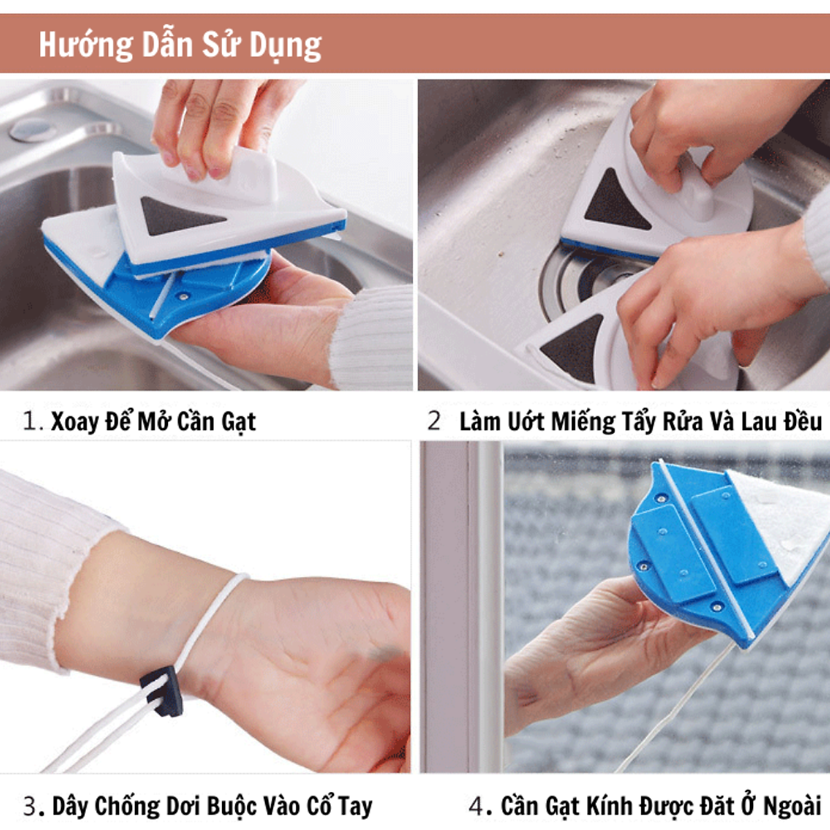 Bộ lau kính nam châm 2 mặt