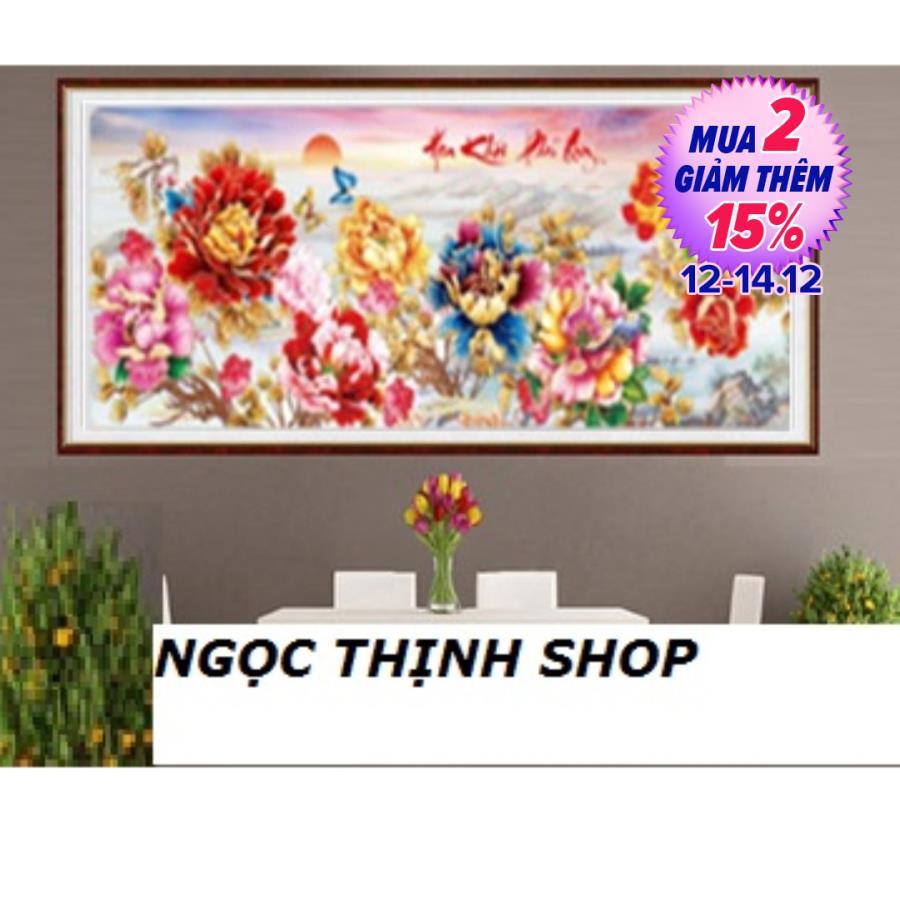 Tranh Đính Đá Hoa Mẫu Đơn 150x59cm