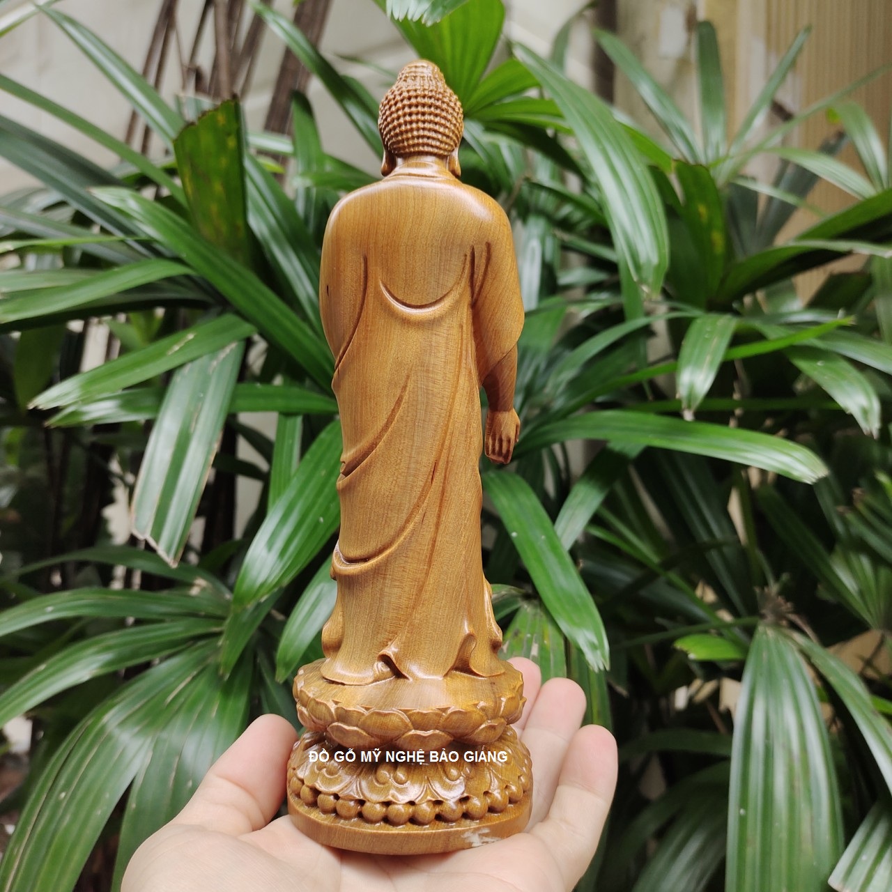 Tượng phật A Di Đà gỗ bách xanh cao 20 cm
