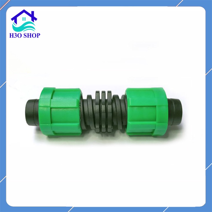 Đầu nối thẳng ống tưới nhỏ giọt dẹp 16mm kiểu ren vặn, phụ kiện dây tưới nhỏ giọt