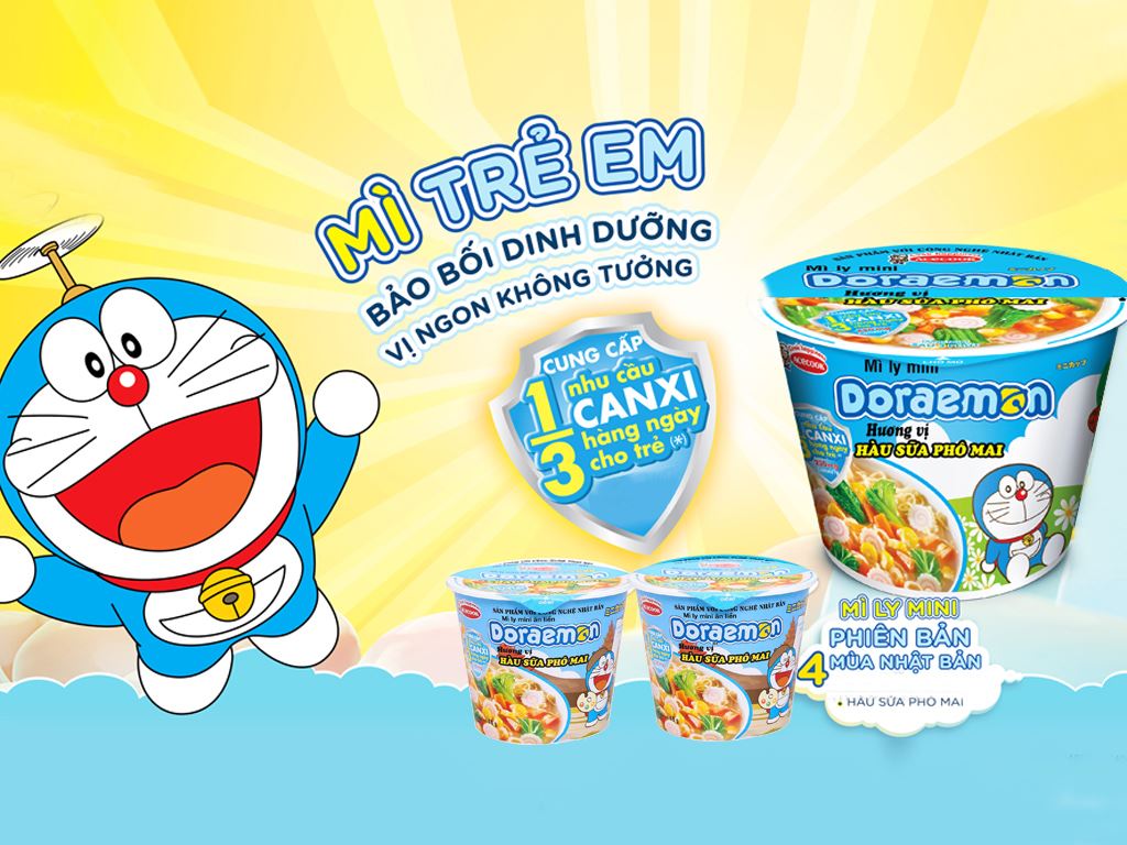 THÙNG 6 / 12 LY Mì ly mini Doraemon hàu sữa phô mai 48g 79011