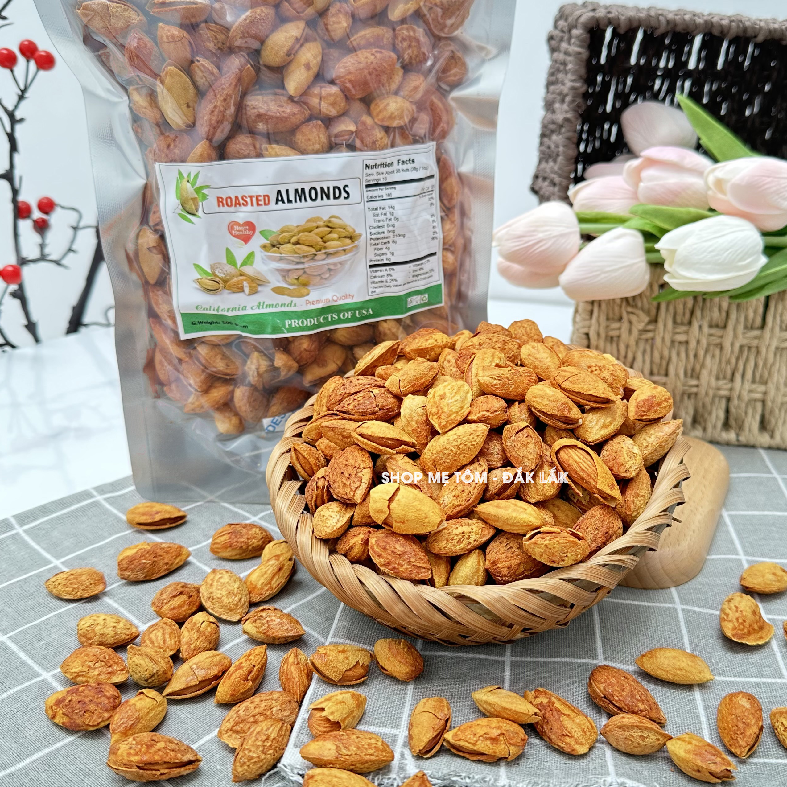 Hạnh Nhân Rang Bơ Vỏ Mỏng Nhập Khẩu Mỹ
