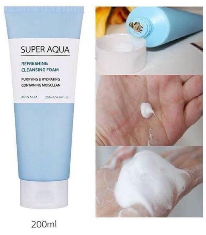 Sữa Rửa Mặt Cao Cấp Super Aqua Refreshing Cleansing Foam Missha 200ml cao cấp