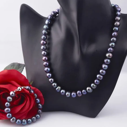 [HCM]Bộ đôi chuỗi vòng cổ +vòng tay ngọc tai nuôi phú quốc sang trọng 9 ly