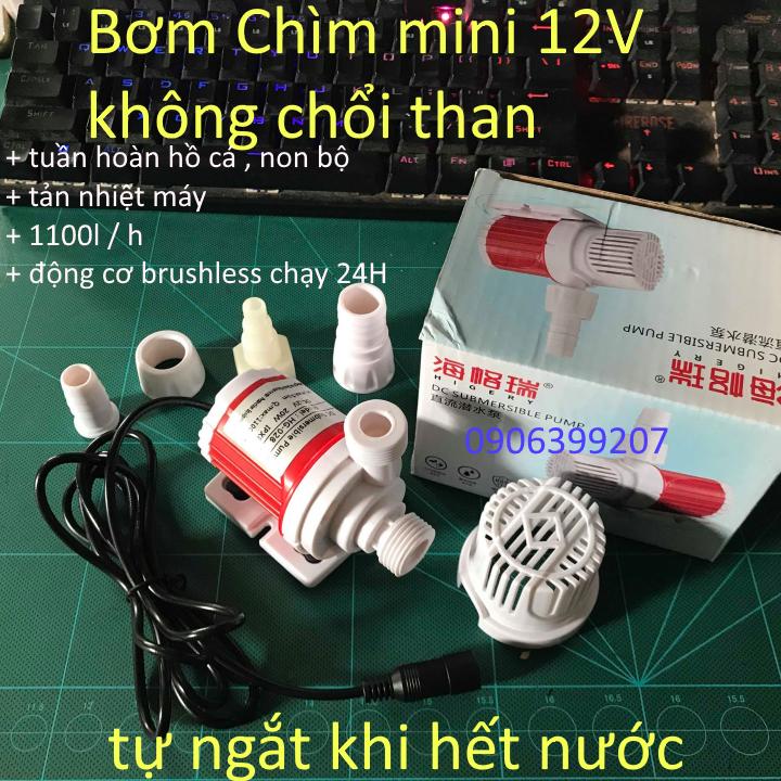 Máy bơm chìm mini 12v - máy bơm hồ cá hòn non bộ